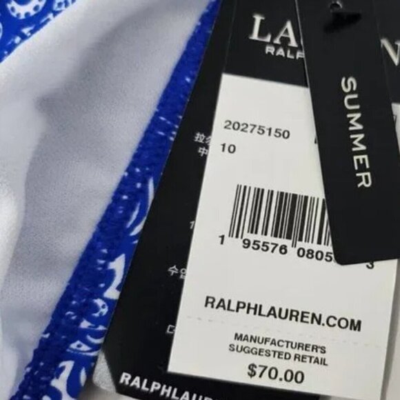 2/$50 Ralph Lauren Blue & White Bikini Bottom Size 10 | Classic Swimwear - Picture 5 of 6